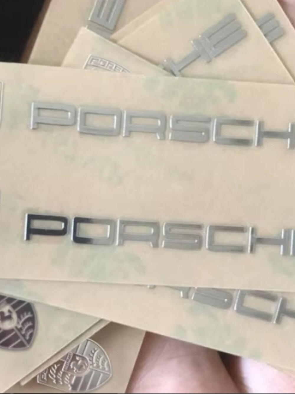 One New “P O R S C H E" Cayenne Badge Emblem in Silver Badge Emblem Sticker